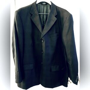 Claiborne men’s suit coat, black, subtle plaid, EUC